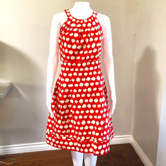 ELIZA J RED AND WHITE PATTERNED SUNDRESS WITH INSET WAISTBAND SIZE 12 - Picture 1 of 4